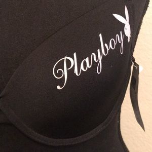 NWT Vintage Playboy Bunny Icon Signature Black Push-up Bra 36B